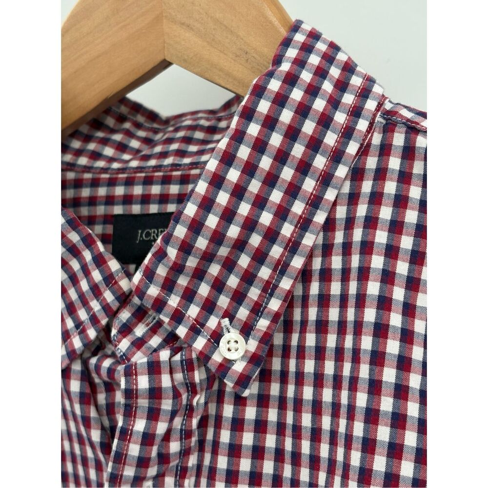 J. Crew Button Down Shirt Men Large Red Blue‎ Check Plaid Long Sleeve